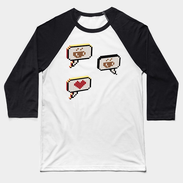 Pixel art coffee messaging Baseball T-Shirt by Holailustra